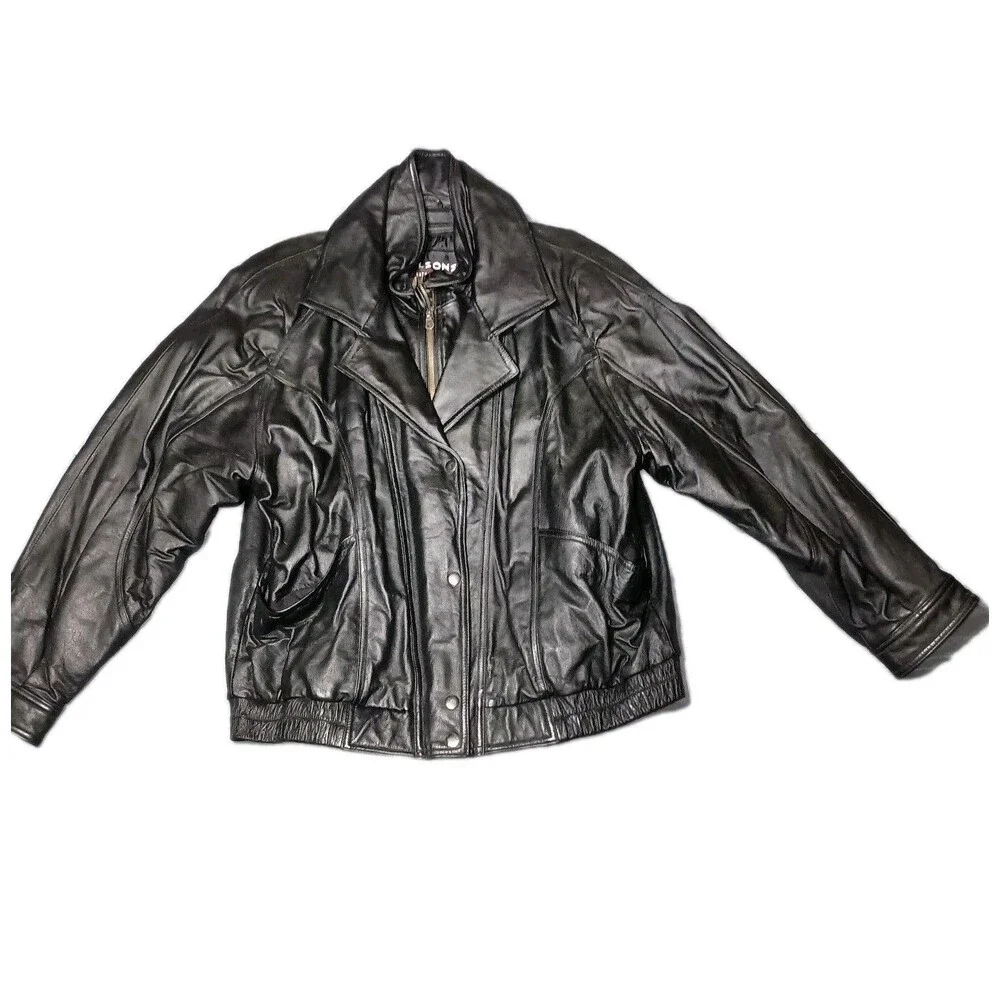 Wilson Leather Jacket Large Heavy Duty Bomber Jacket